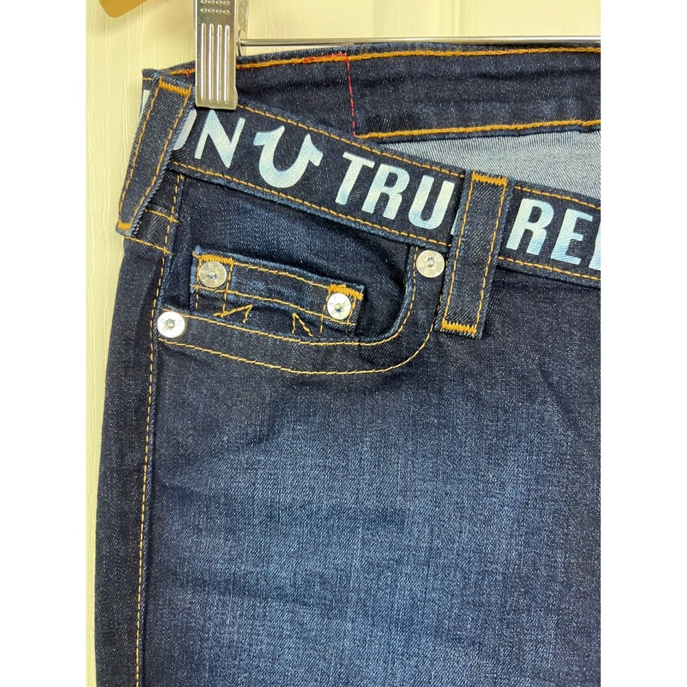 True Religion Skinny Jeans Women 32 Blue Logo Waistband Super Stretch Denim PF17 - Picture 14 of 16